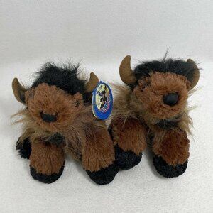 Mjc Purr Fection Buffalo Plush 9” Bison Bull Two Twin Brown Wild Animal Toy Doll